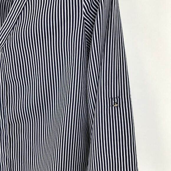 Zara Basic Striped V-Neck Blouse Women’s Size XS Embellished Roll Tab Sleeves - Picture 2 of 12